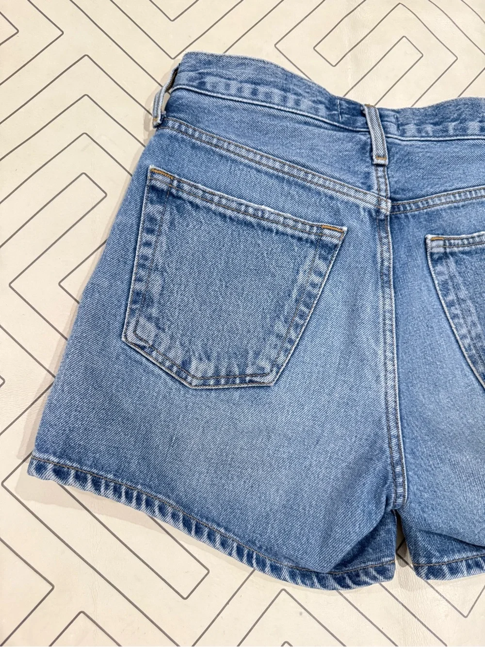 Agolde Blue Denim Parker Long Shorts